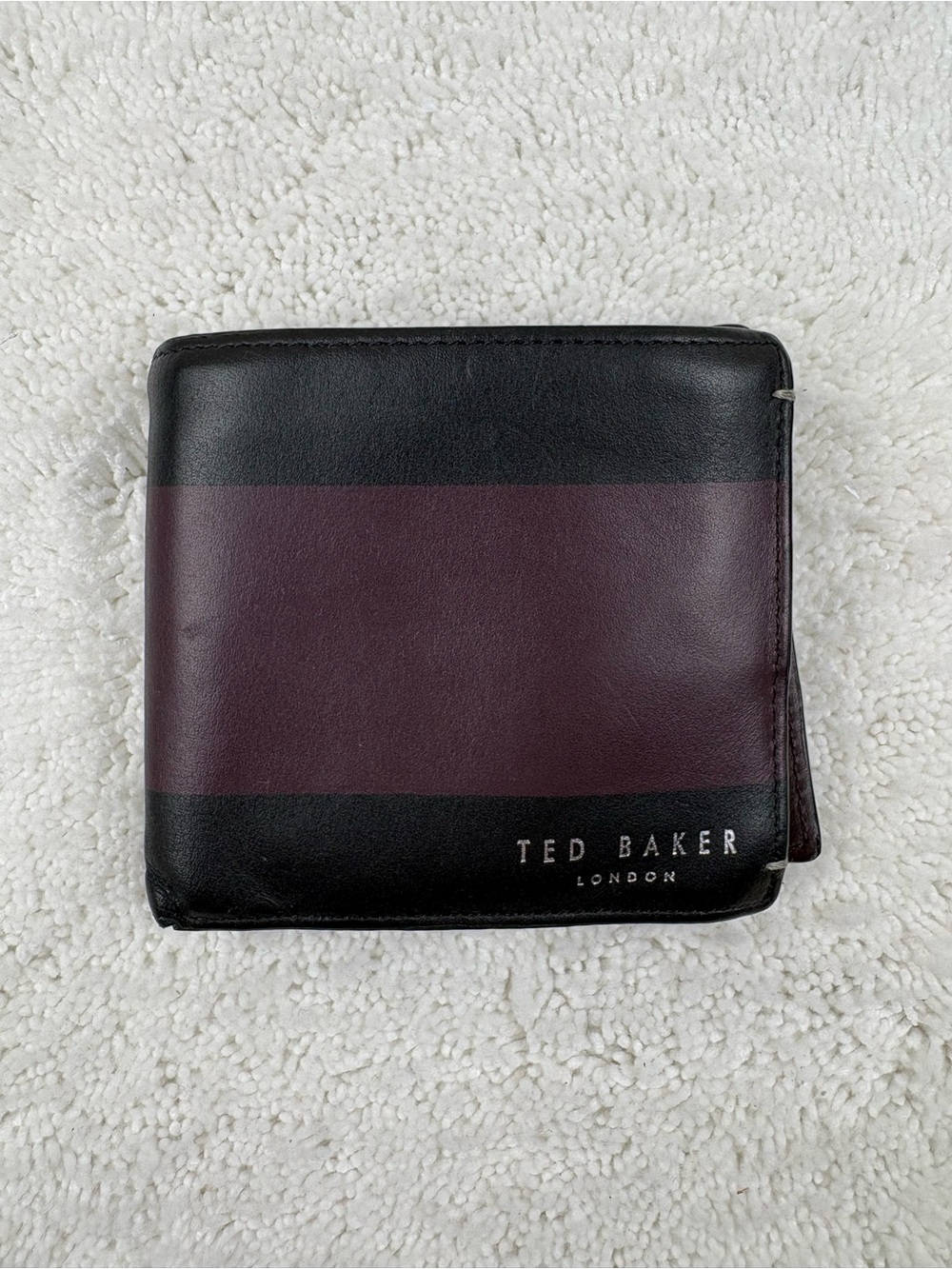 Ted Baker London Black and Deep Burgundy/Brown Bifold Wallet